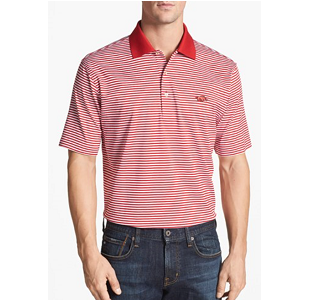'University of Arkansas' Classic Stripe Polo - Arkansas Maroon